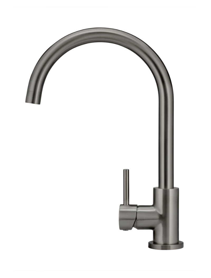 Meir Round Gooseneck Kitchen Mixer Tap - Shadow Gunmetal