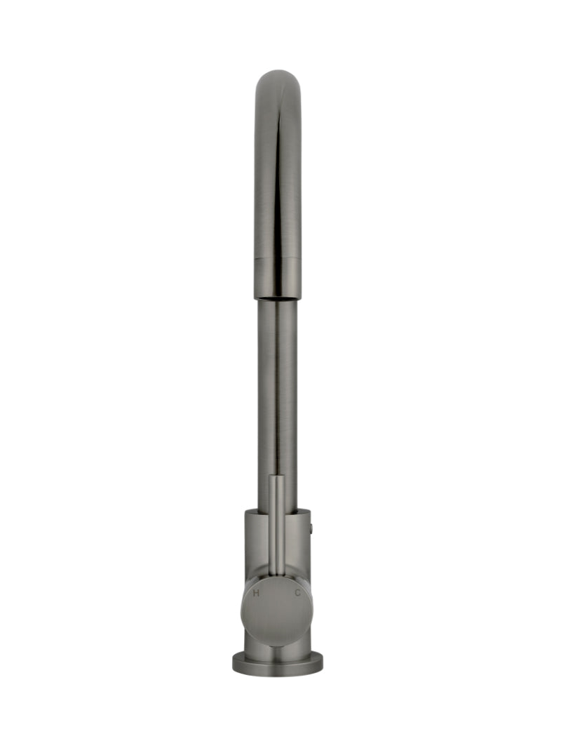 Meir Round Gooseneck Kitchen Mixer Tap - Shadow Gunmetal