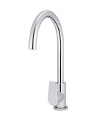 Meir Round Gooseneck Kitchen Mixer Tap with Paddle Handle - Polished Chrome