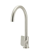 Meir Round Gooseneck Kitchen Mixer Tap with Paddle Handle - PVD Brushed Nickel