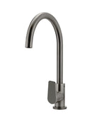 Meir Round Gooseneck Kitchen Mixer Tap with Paddle Handle - Shadow Gunmetal