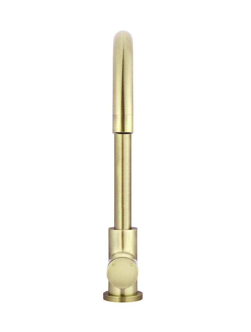 Meir Round Gooseneck Kitchen Mixer Tap with Pinless Handle - PVD Tiger Bronze