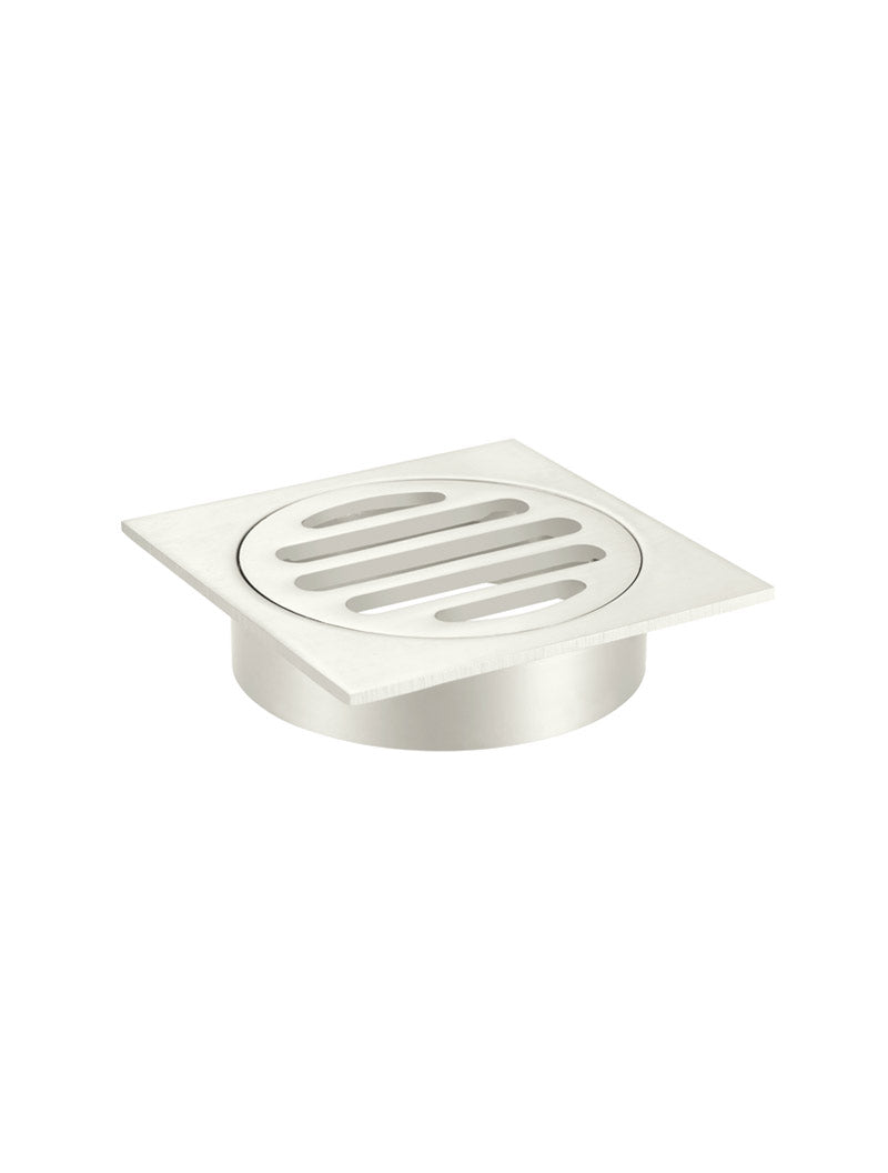 Meir Square Floor Grate Shower Drain 80mm outlet - Brushed Nickel