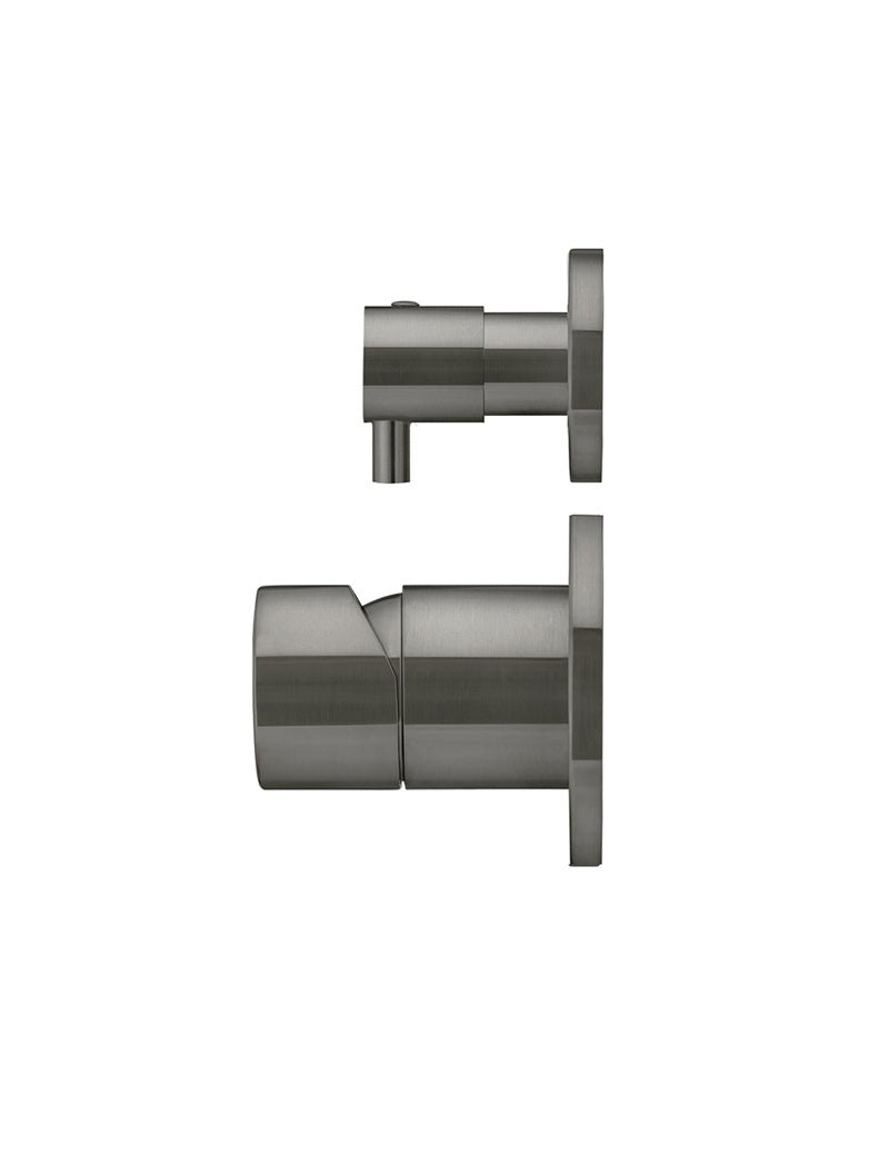 Meir Round Diverter Mixer Pinless Handle - Shadow Gunmetal