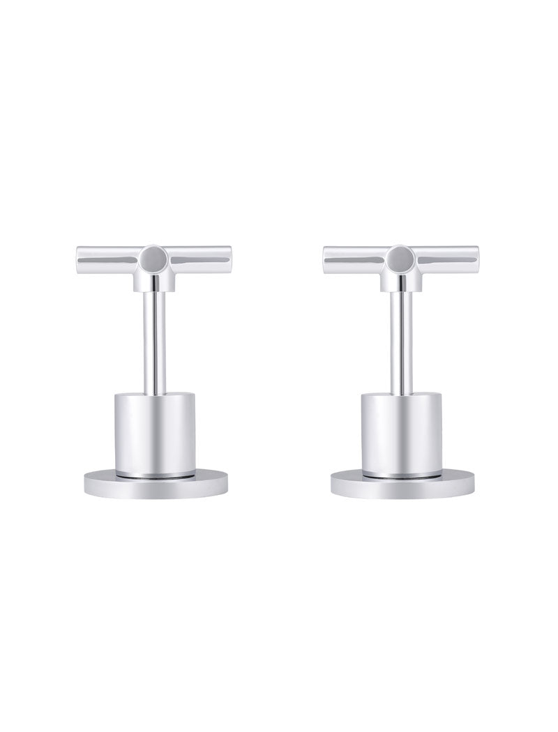 Round Cross Handle Jumper Valve Wall Top Assemblies - Polished Chrome