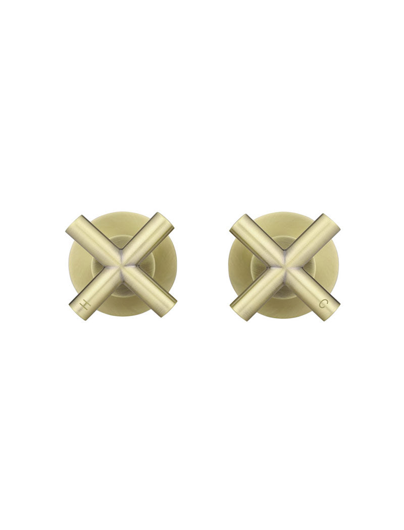 Round Cross Handle Jumper Valve Wall Top Assemblies - PVD Tiger Bronze