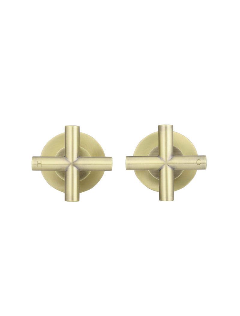 Round Cross Handle Jumper Valve Wall Top Assemblies - PVD Tiger Bronze