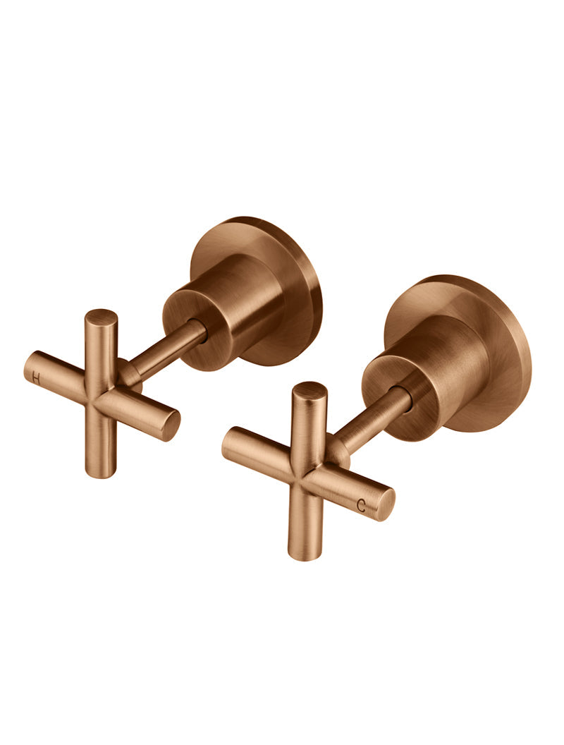 Meir Round Cross Handle Jumper Valve Wall Top Assemblies - Lustre Bronze