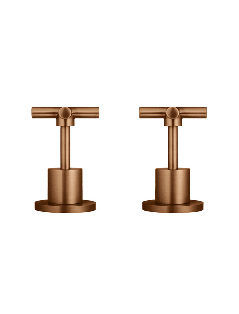 Meir Round Cross Handle Jumper Valve Wall Top Assemblies - Lustre Bronze