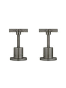 Round Cross Handle Jumper Valve Wall Top Assemblies - Shadow Gunmetal