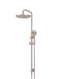 Round Combination Shower Rail 200mm Rose, Three Function Hand Shower - Champagne