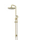 Round Combination Shower Rail 200mm Rose, Three Function Hand Shower - PVD Tiger Bronze