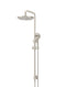 Round Combination Shower Rail 200mm Rose, Three Function Hand Shower - PVD Brushed Nickel