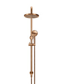 Meir Round Combination Shower Rail 200mm Rose, Three Function Hand Shower - Lustre Bronze