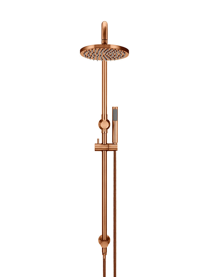 Meir Round Combination Shower Rail, 200mm Rose, Single Function Hand Shower - Lustre Bronze