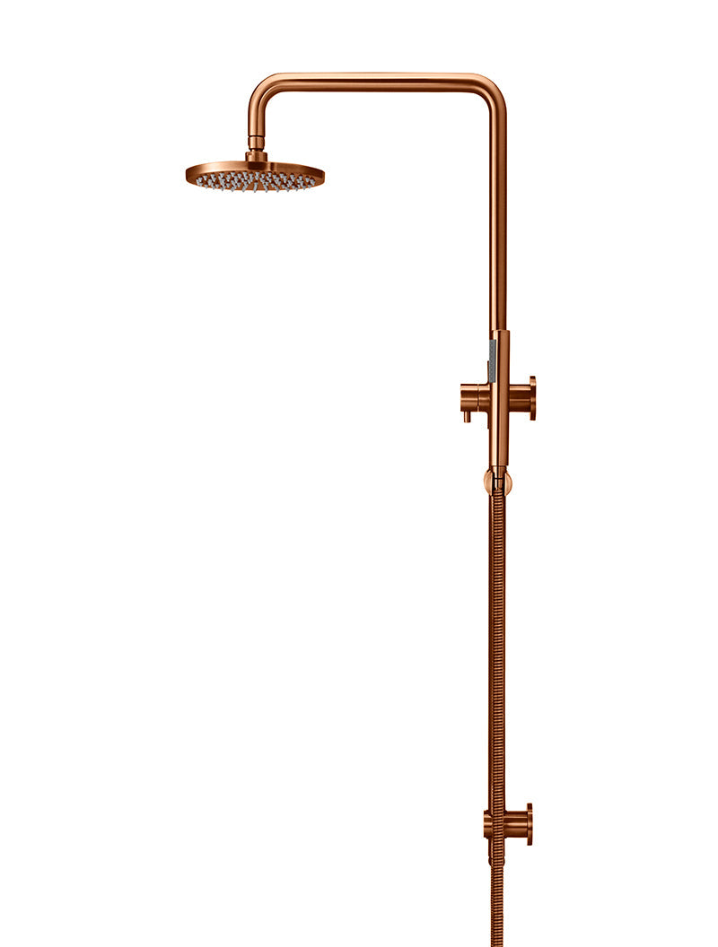 Meir Round Combination Shower Rail, 200mm Rose, Single Function Hand Shower - Lustre Bronze