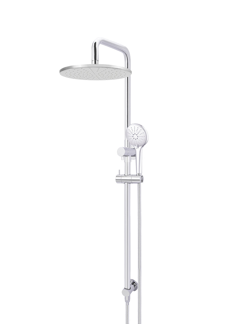 Round Combination Shower Rail 300mm Rose, Three Function Hand Shower - Polished Chrome