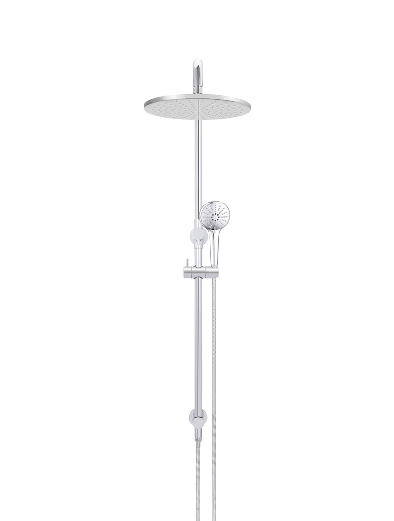 Round Combination Shower Rail 300mm Rose, Three Function Hand Shower - Polished Chrome