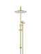 Round Combination Shower Rail 300mm Rose, Three Function Hand Shower - PVD Tiger Bronze