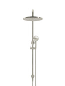 Round Combination Shower Rail 300mm Rose, Three Function Hand Shower - PVD Brushed Nickel