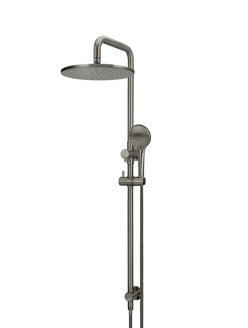 Round Combination Shower Rail 300mm Rose, Three Function Hand Shower - Shadow Gunmetal