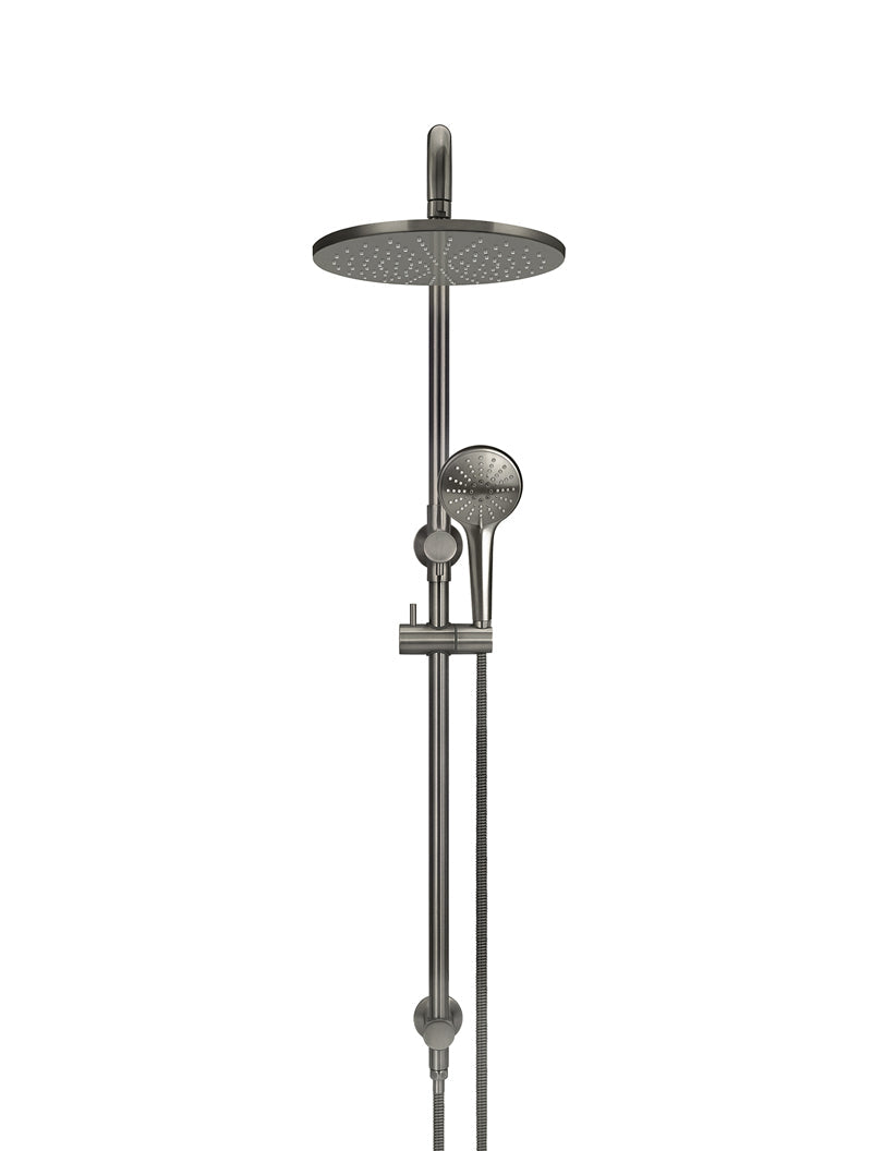 Round Combination Shower Rail 300mm Rose, Three Function Hand Shower - Shadow Gunmetal