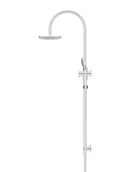 Meir Round Gooseneck Shower Set with 200mm rose, Three-Function Hand Shower - Polished Chrome