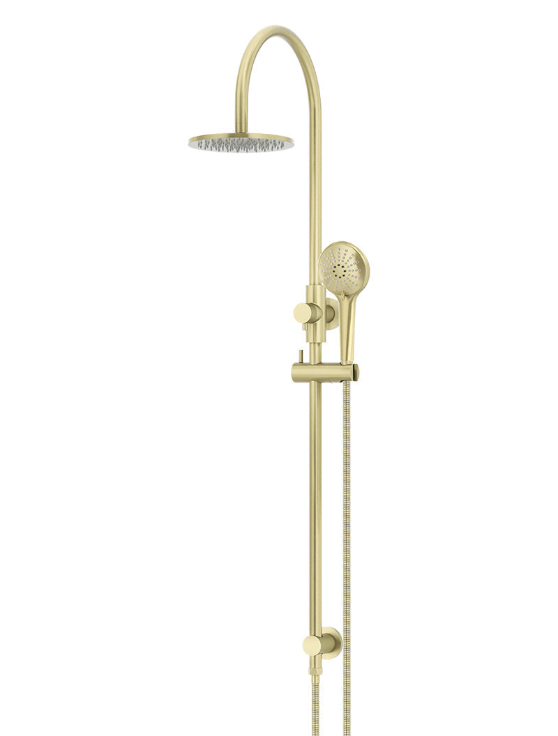 Round Gooseneck Shower Set with 200mm rose, Three-Function Hand Shower - Tiger Bronze