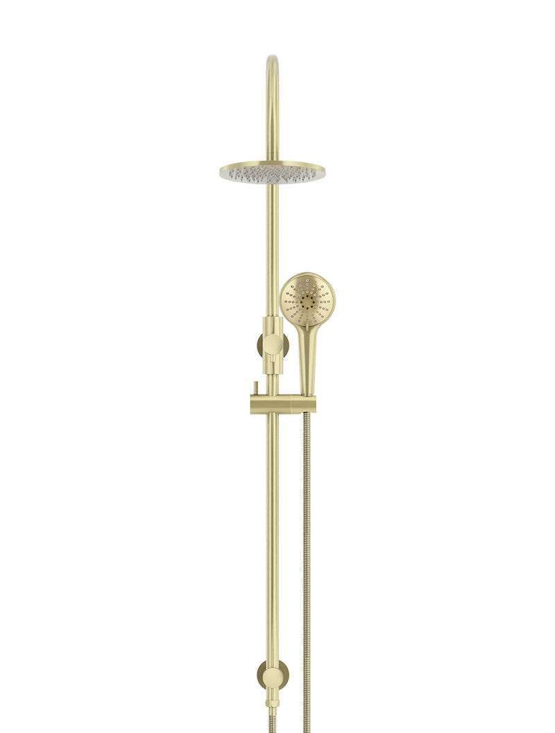 Meir Round Gooseneck Shower Set with 200mm rose, Three-Function Hand Shower - Tiger Bronze