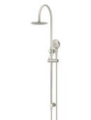 Round Gooseneck Shower Set with 200mm rose, Three-Function Hand Shower - PVD Brushed Nickel