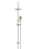 Round Gooseneck Shower Set with 200mm rose, Three-Function Hand Shower - PVD Brushed Nickel