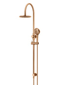 Meir Round Gooseneck Shower Set with 200mm rose, Three-Function Hand Shower - Lustre Bronze