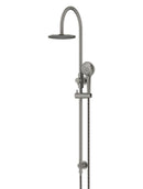 Meir Round Gooseneck Shower Set with 200mm rose, Three-Function Hand Shower - Shadow Gunmetal