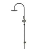 Meir Round Gooseneck Shower Set with 200mm rose, Three-Function Hand Shower - Shadow Gunmetal