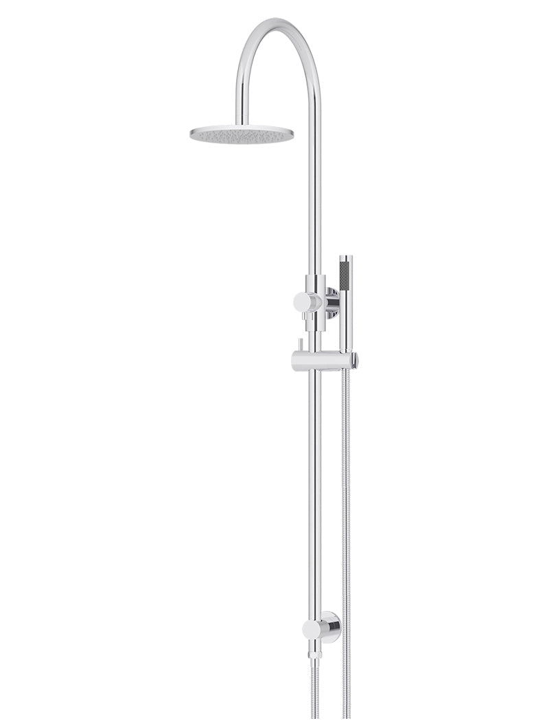 Meir Round Gooseneck Shower Set with 200mm rose, Single-Function Hand Shower - Polished Chrome