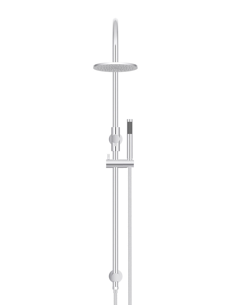 Meir Round Gooseneck Shower Set with 200mm rose, Single-Function Hand Shower - Polished Chrome
