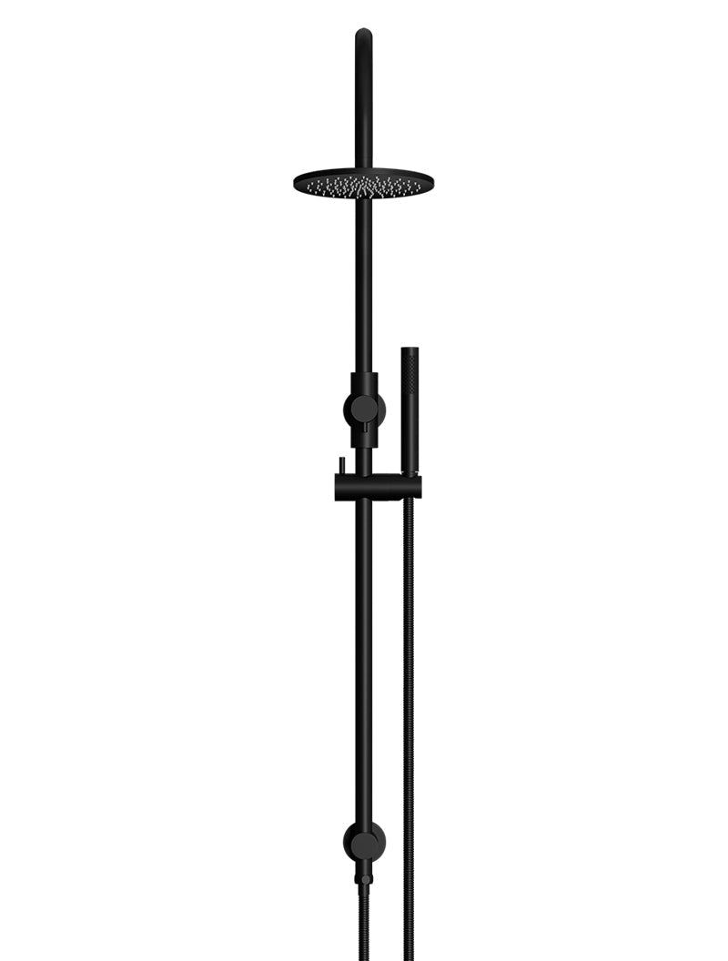 Meir Round Gooseneck Shower Set with 200mm rose, Single-Function Hand Shower - Matte Black