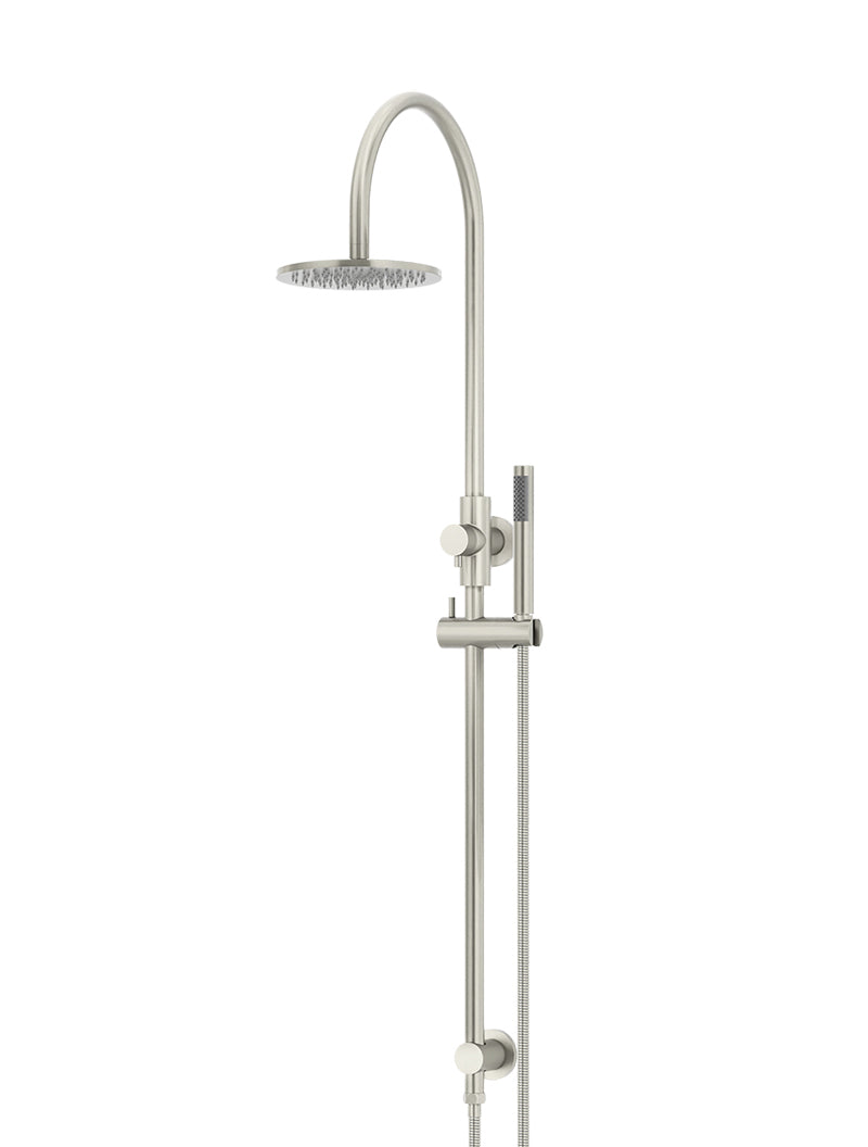 Meir Round Gooseneck Shower Set with 200mm rose, Single-Function Hand Shower - Brushed Nickel
