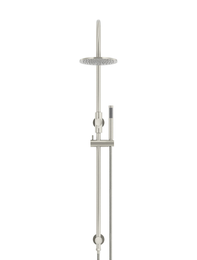 Meir Round Gooseneck Shower Set with 200mm rose, Single-Function Hand Shower - Brushed Nickel