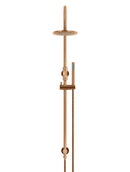 Meir Round Gooseneck Shower Set with 200mm rose, Single-Function Hand Shower - Lustre Bronze