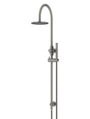 Meir Round Gooseneck Shower Set with 200mm rose, Single-Function Hand Shower - Shadow Gunmetal