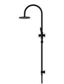 Round Gooseneck Shower Set with 200mm rose, Three-Function Hand Shower - Matte Black