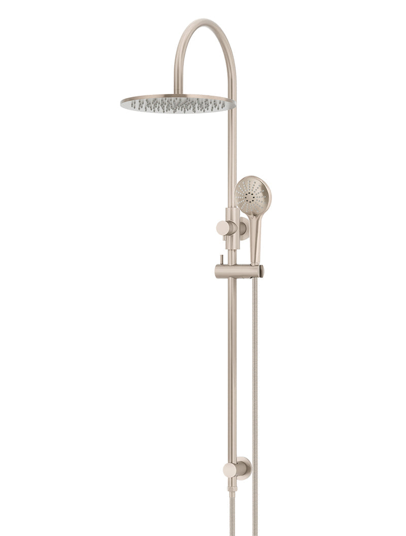 Round Gooseneck Shower Set with 300mm rose, Three-Function Hand Shower - Champagne