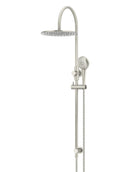 Round Gooseneck Shower Set with 300mm rose, Three-Function Hand Shower - PVD Brushed Nickel