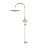 Round Gooseneck Shower Set with 300mm rose, Three-Function Hand Shower - PVD Brushed Nickel