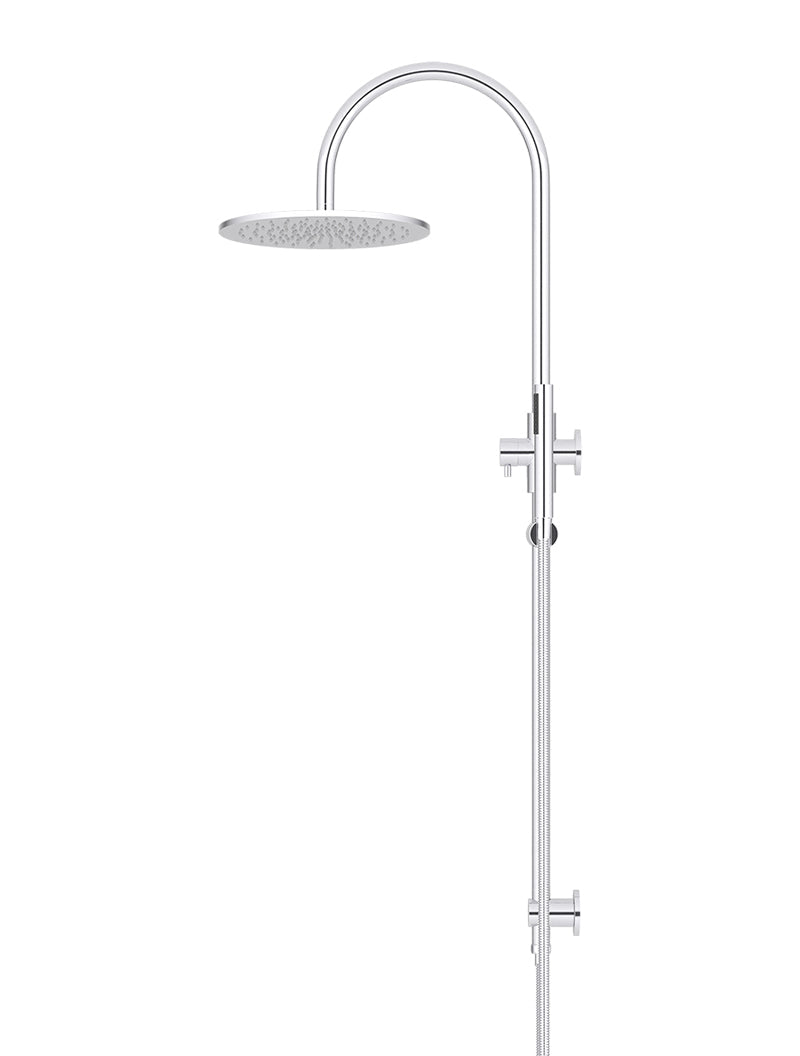 Meir Round Gooseneck Shower Set with 300mm rose, Single-Function Hand Shower - Polished Chrome