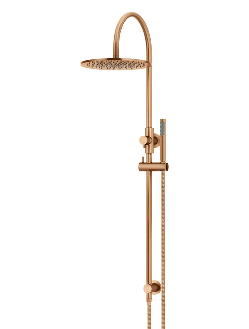 Meir Round Gooseneck Shower Set with 300mm rose, Single-Function Hand Shower - Lustre Bronze