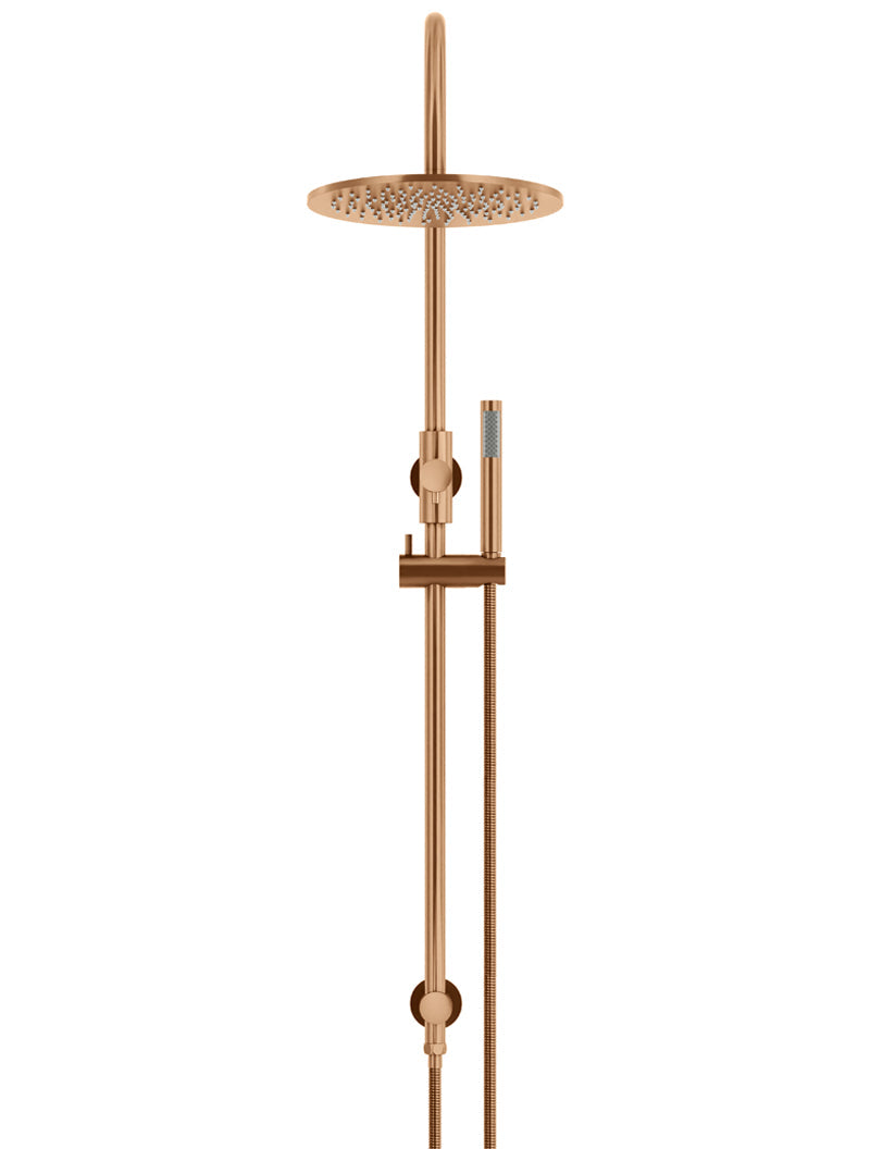 Meir Round Gooseneck Shower Set with 300mm rose, Single-Function Hand Shower - Lustre Bronze