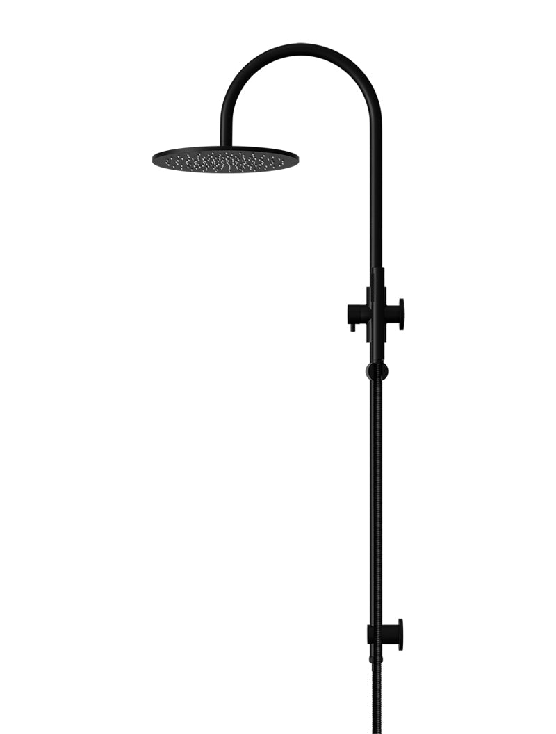 Round Gooseneck Shower Set with 300mm rose, Single-Function Hand Shower - Matte Black