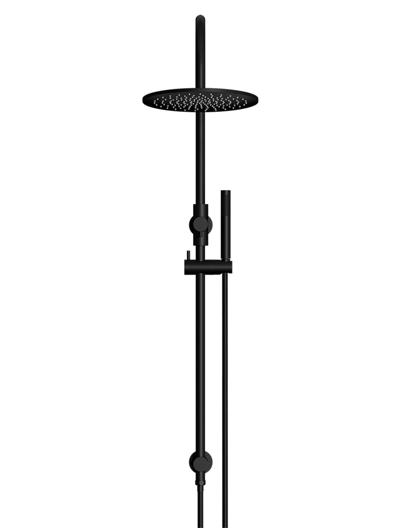 Round Gooseneck Shower Set with 300mm rose, Single-Function Hand Shower - Matte Black